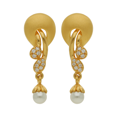 Stylish Gold Earrings With Trendy Beads